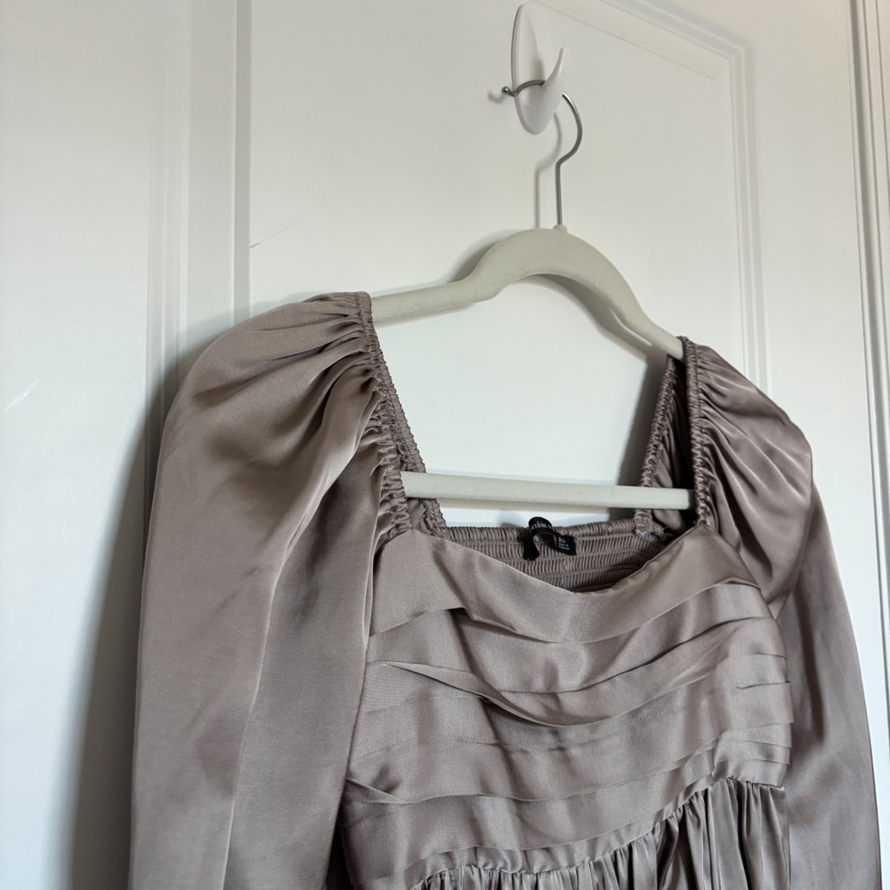 Abercrombie & Fitch Emerson Satin Long-Sleeve Mini Dress - Picture 12 of 12